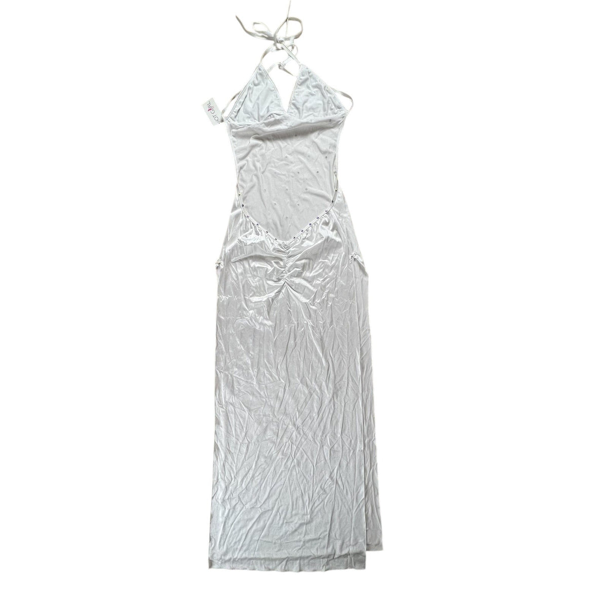 HOT GIRL Dress Womens One Size White Maxi Bodycon Halter Sequin Backless Party