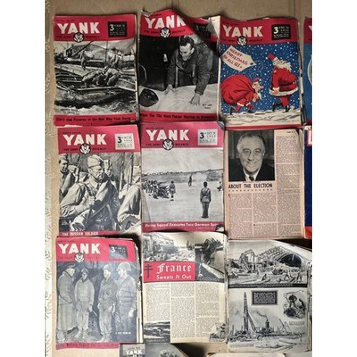 YANK The Army Weekly Magazines Lot WWII Red Black White Original Made In USA