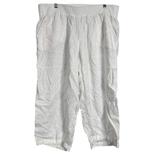 Allen Allen XL Linen Wide Leg Capri Pants Straight Leg
