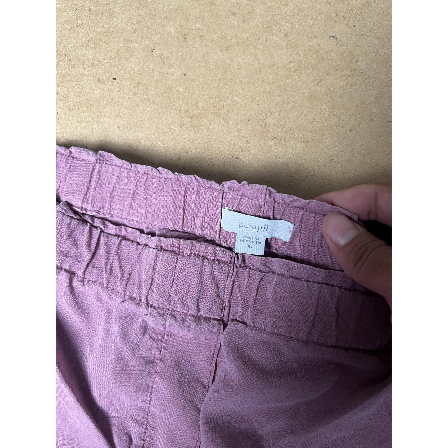 Pure Jill Pants Womens XL Purple Capri Pull On Elastic Waist Pockets Lyocell