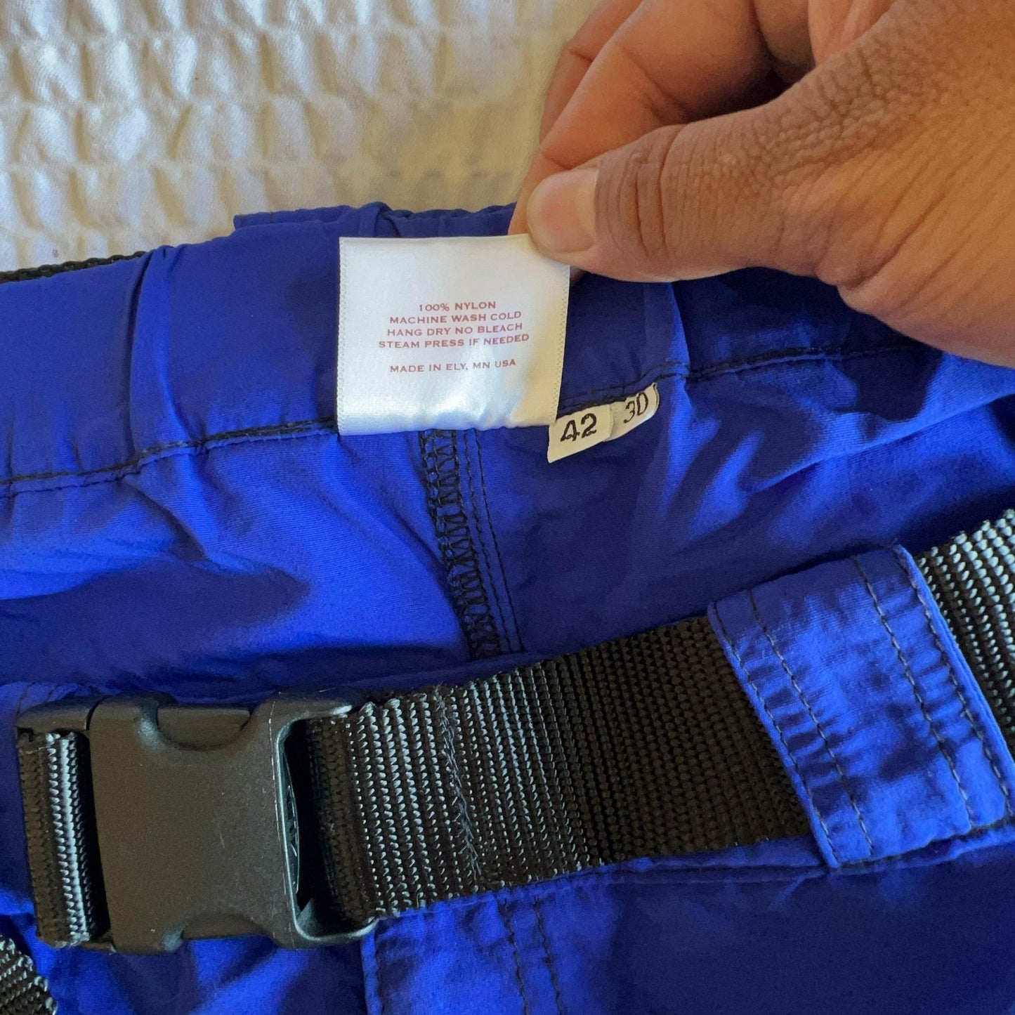 Pants Mens 32x32 Blue Cargo Nylon Relaxed Tapered Flat Front Adjustable Waist