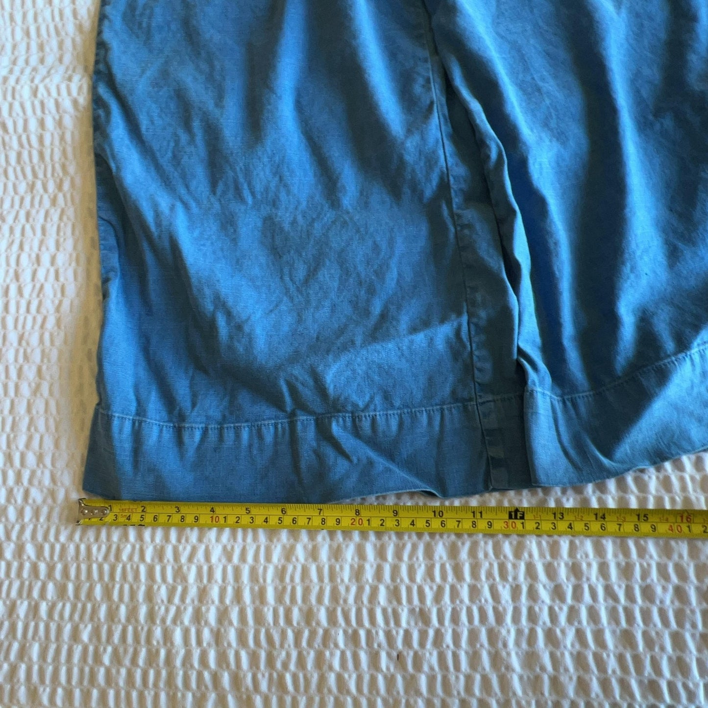 Evereve Pants Womens 30 Blue Cropped Denim Relaxed Pockets Button Flat Front