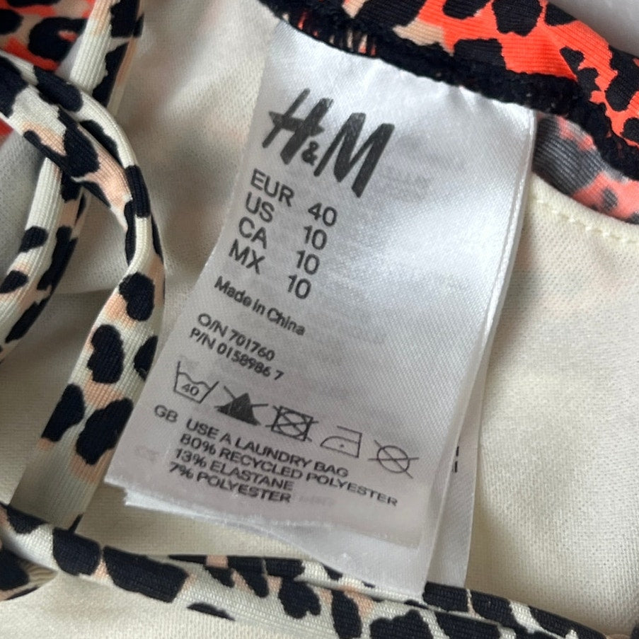 H&M Cheetah Print Orange & White Bikini Top US Size 10