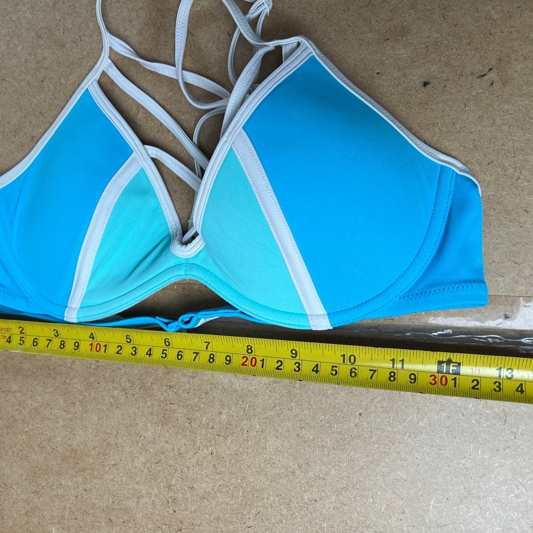 Victoria's Secret PINK  Strappy Front T-Back Colorblock Bikini Top & Bottom Size S/M