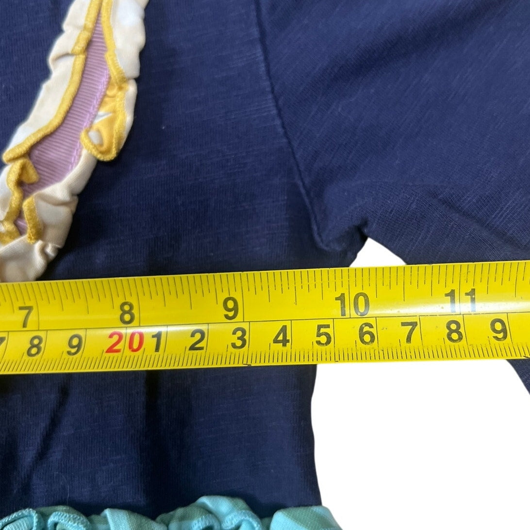 Matilda Jane Girls Sz 4 Country Damsel Dress Navy Yellow Ruffle Floral