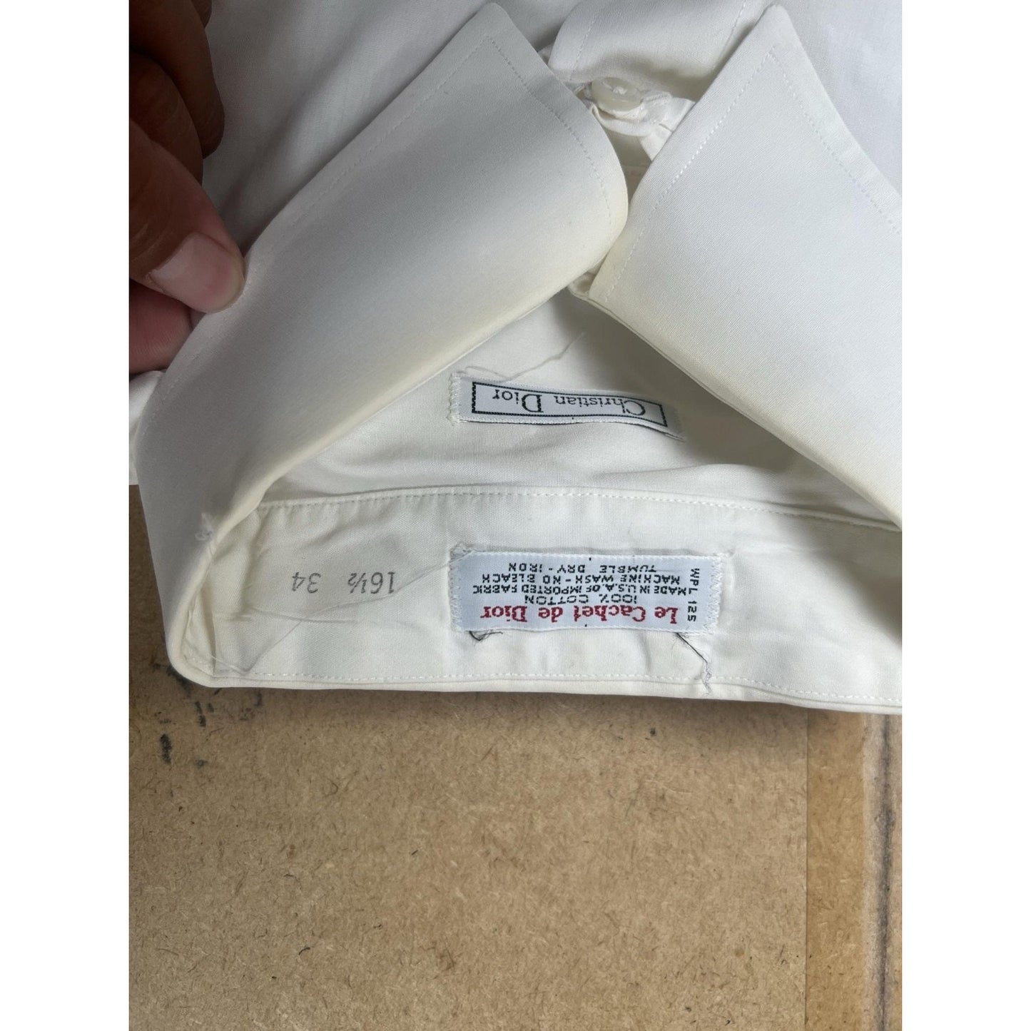 Christian Dior Shirt Mens L White Long Sleeve Button Up Cotton Business