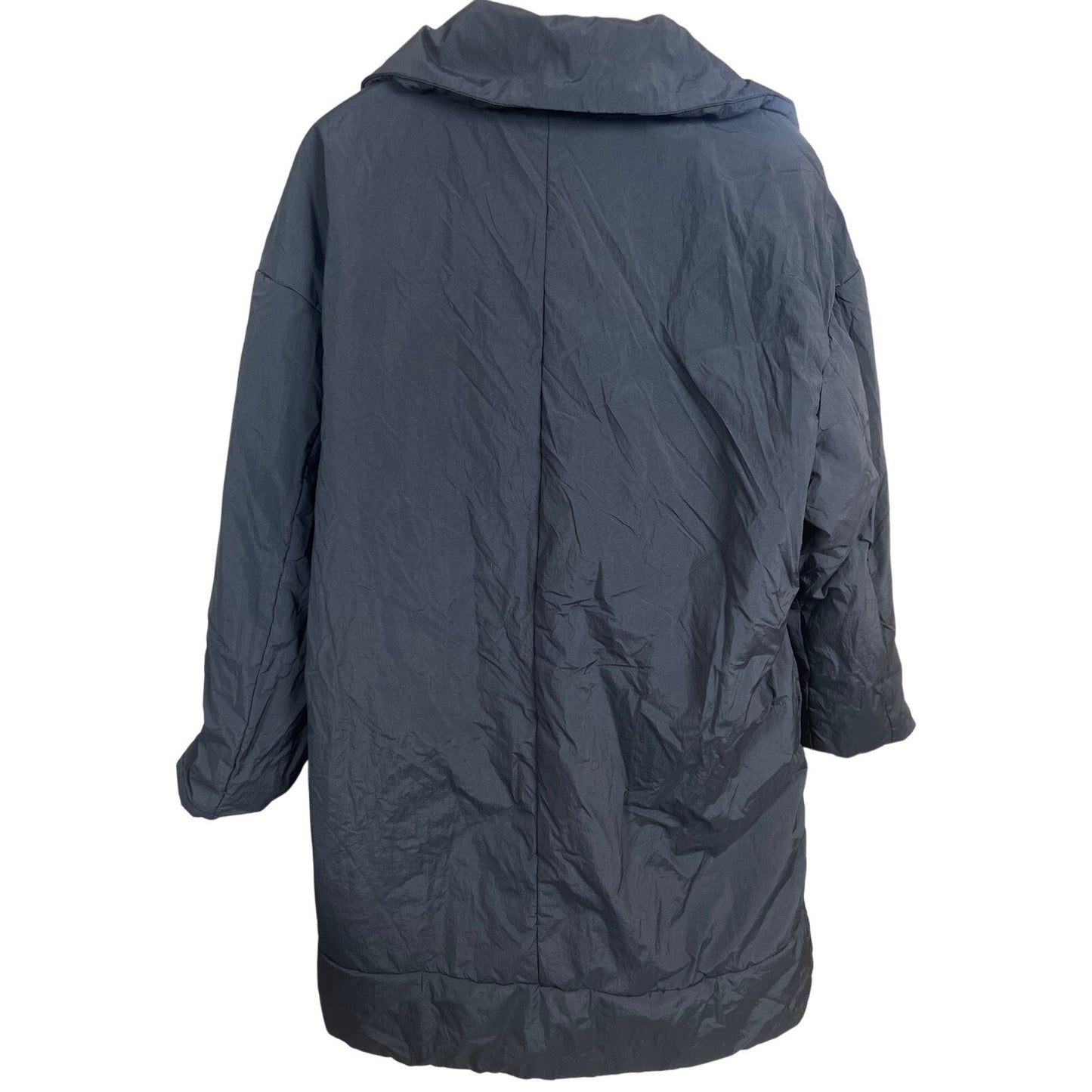 A New Day Black Trench Coat Black Lightweight Puffer Button Jacket Large