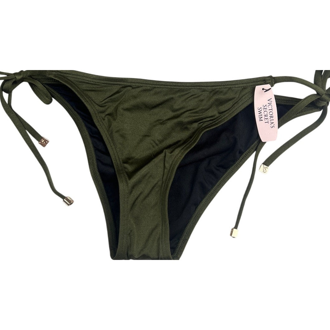 NWT Victoria's Secret The Skimmy Green Swimsuit String Bikini Bottom Medium M