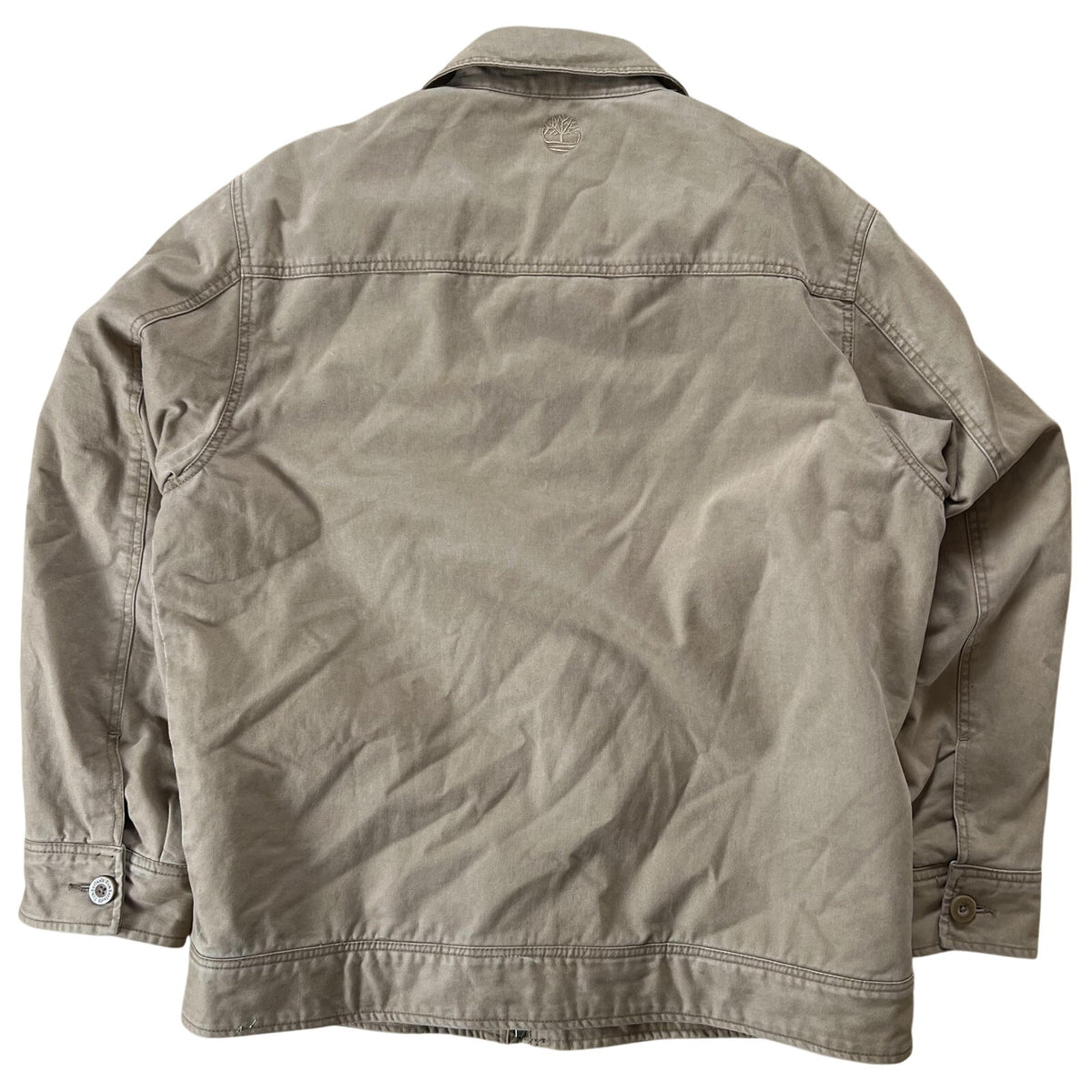 Timberland Jacket Mens Large Tan Cotton Zip Front Outdoor Utility Workwear