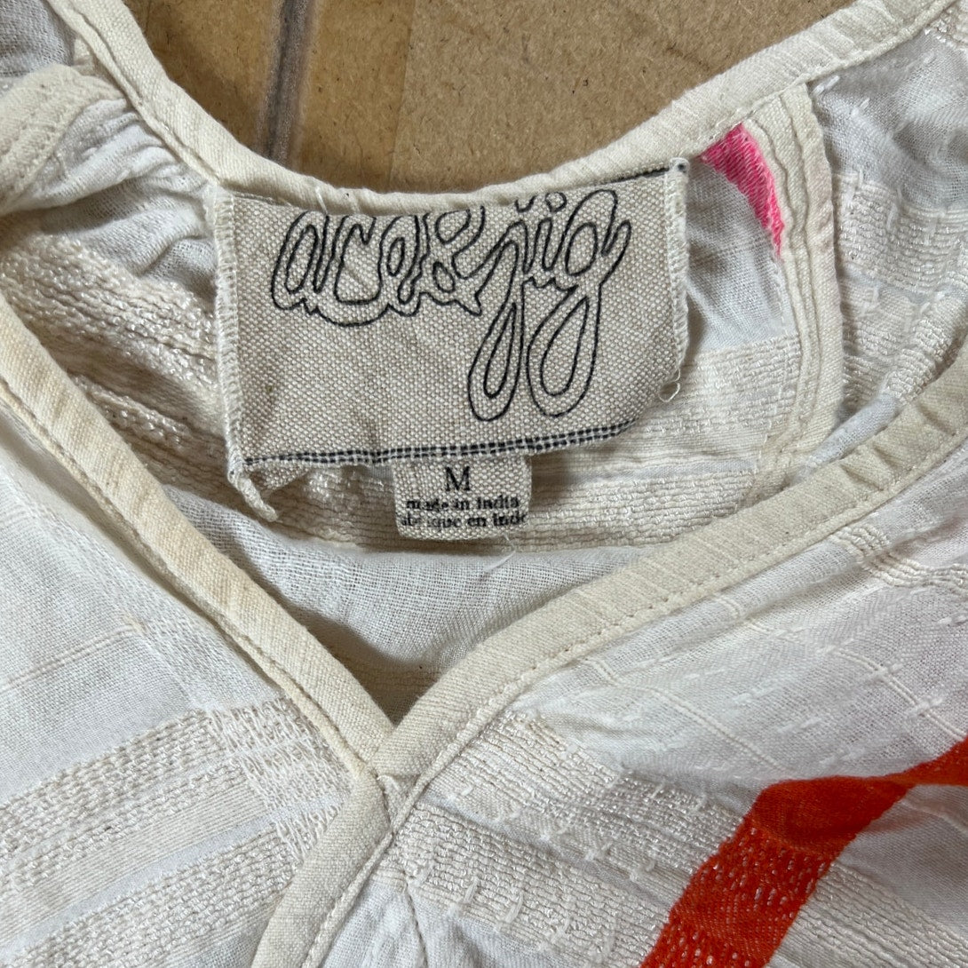 Ace & Jig Women's Striped Dress Size Medium Belted Blended Cotton