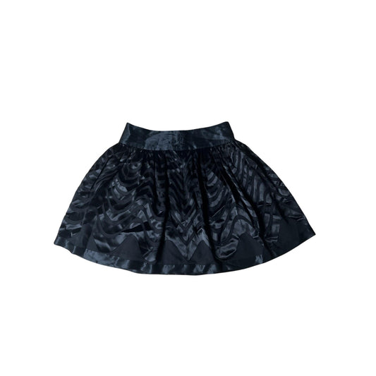 BCBGMAXAZRIA Skirt Womens 4 Black Skater Satin Pleated Lined Zip Party