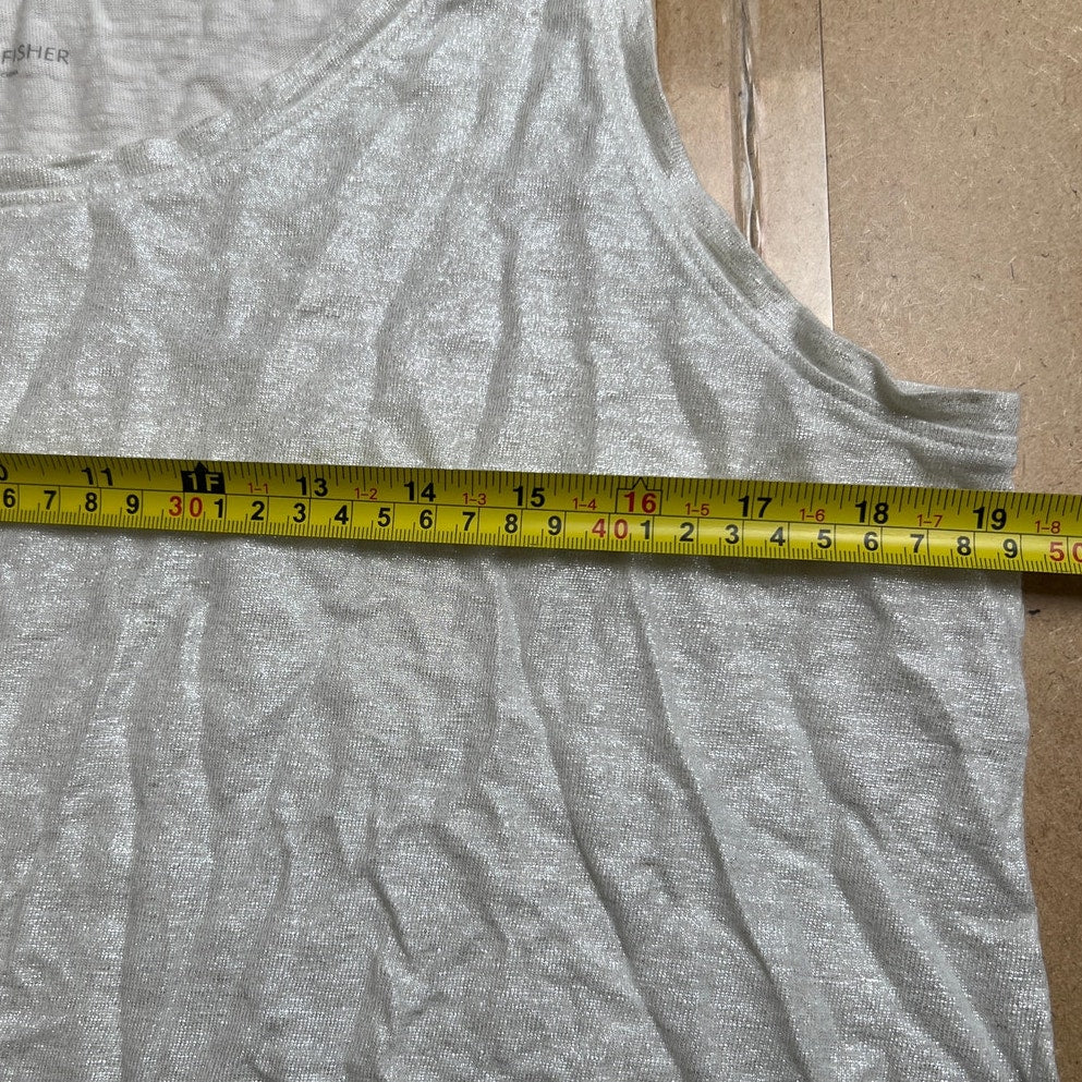 Eileen Fisher Organic Linen Jersey Tank White/Silver Women Size M