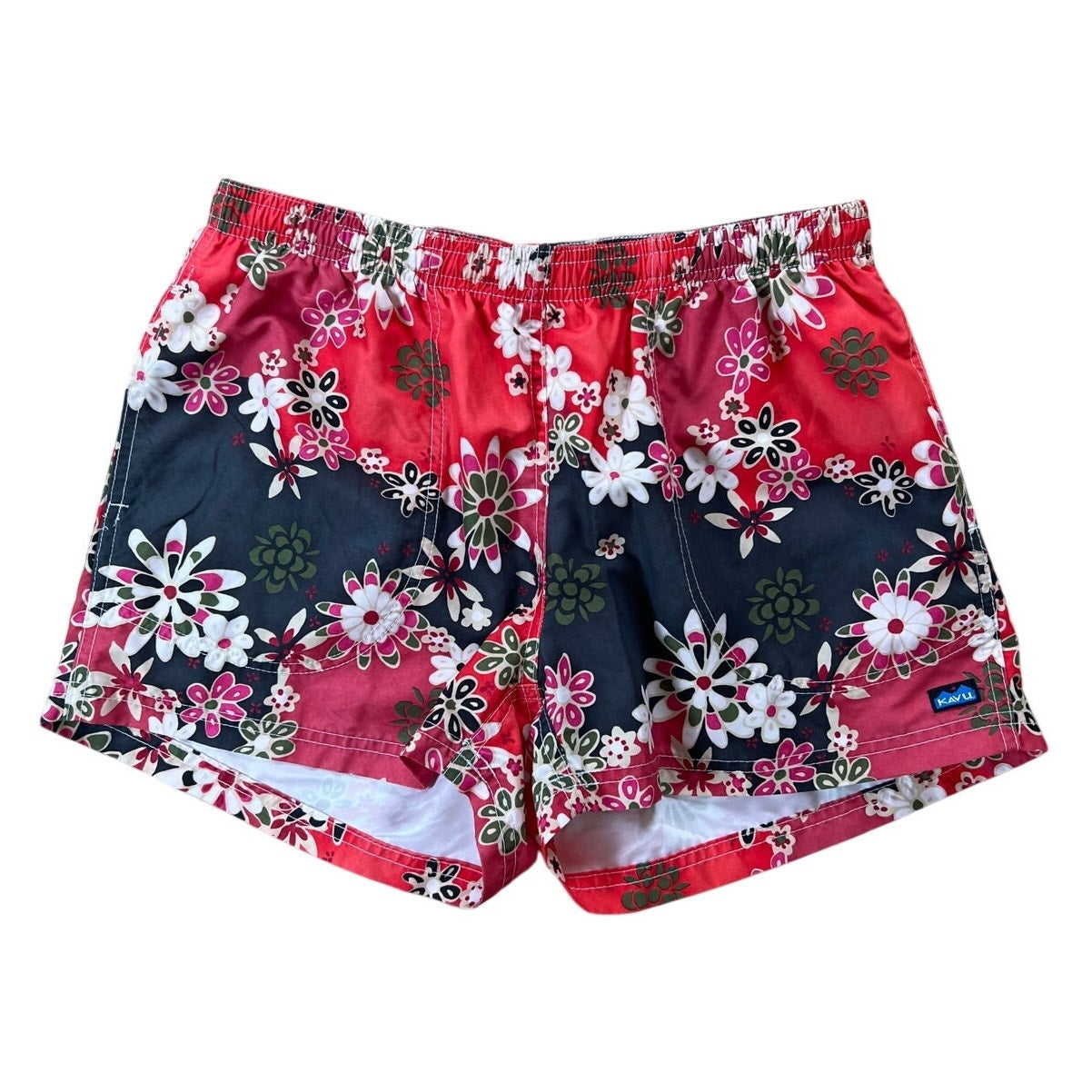 Kavu Red Floral Swim Activewear Shorts Women Size S