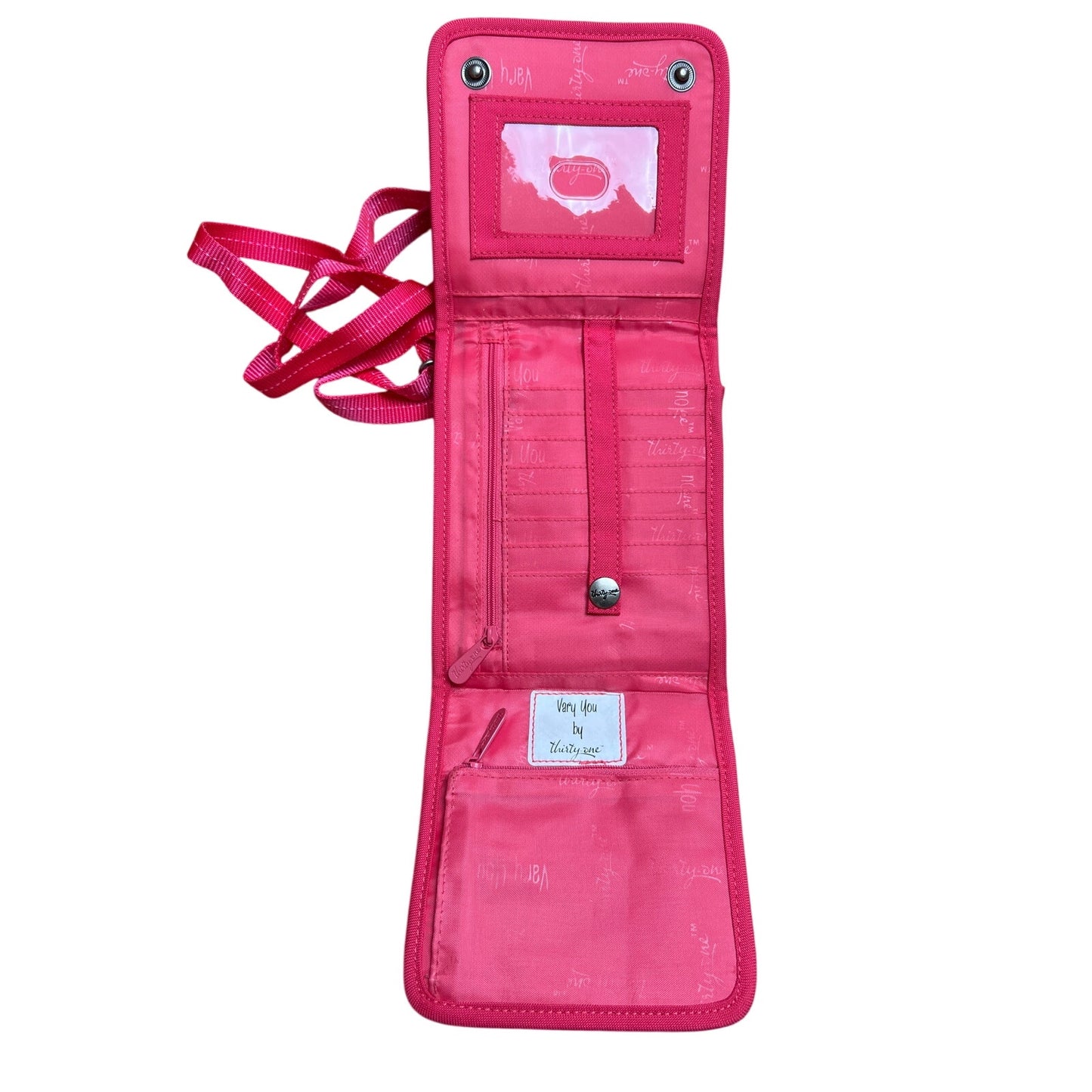 Thirty-One Vary You Mini Crossbody Organizer Wallet Bag Quilted Coral Dot