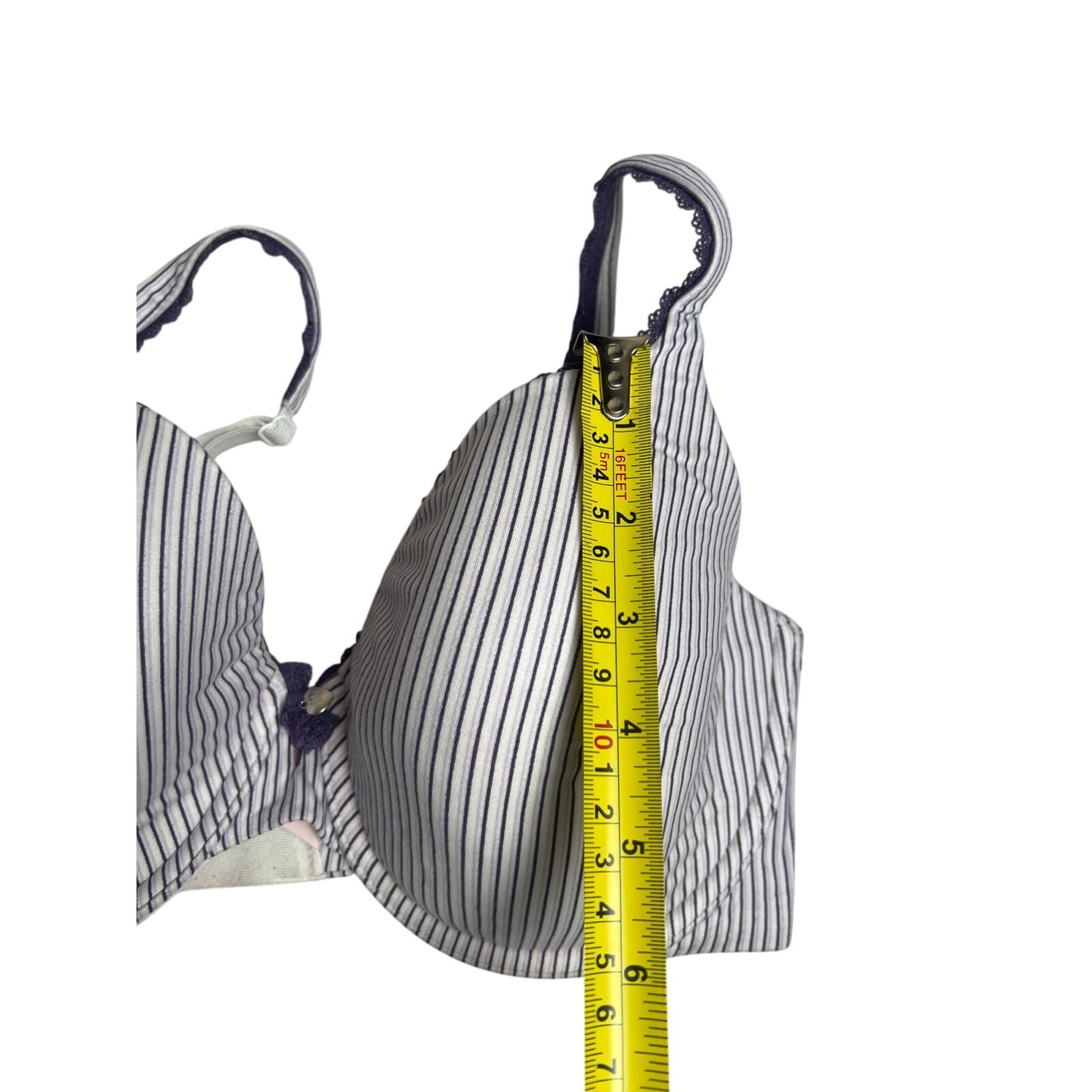 Body By Victoria's Secret Lined Perfect Bra 34DD White with Black Stripes