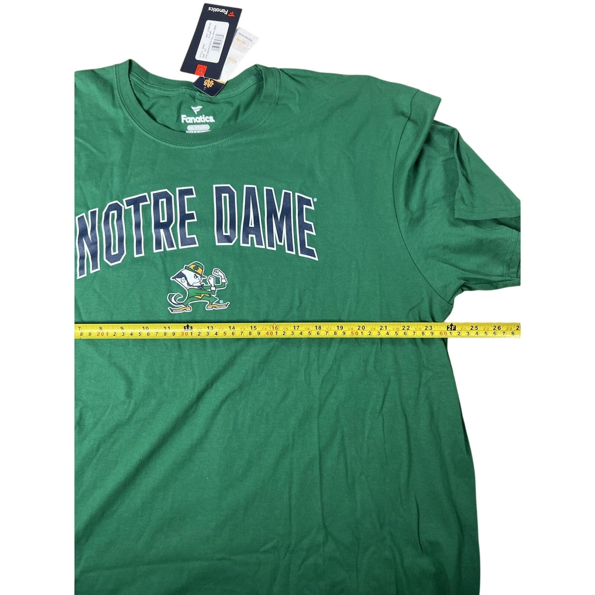 NWT Fanatics Mens 2XL Green Notre Dame Crew Neck t-shirt