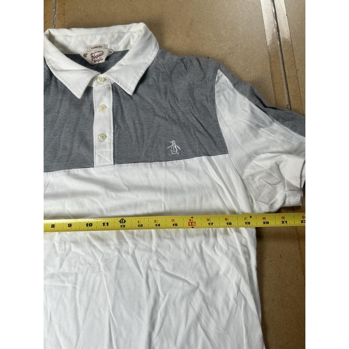 Original Penguin Polo Mens L White Colorblock Classic Fit Cotton Jersey
