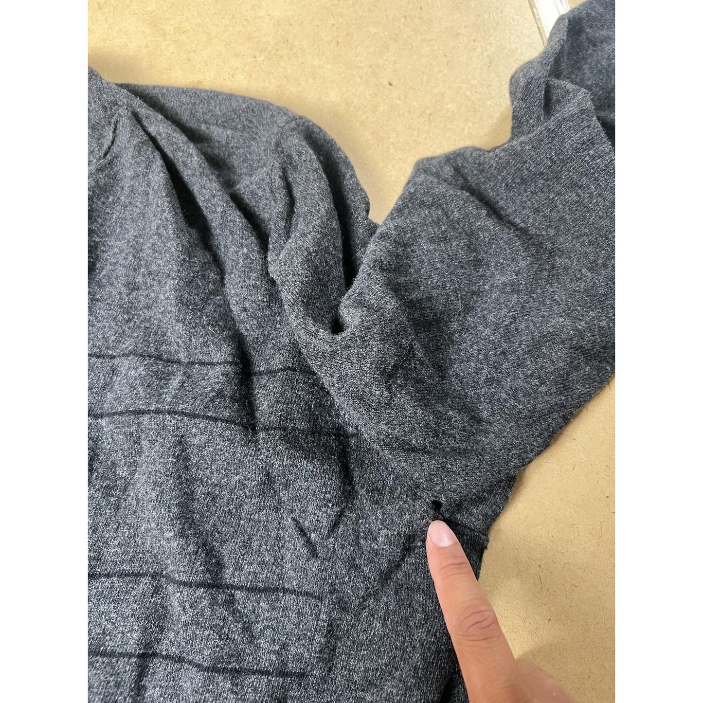 Eileen Fisher Cardigan Womens 3X Gray Wool-Cashmere Lightweight Striped Ruffle