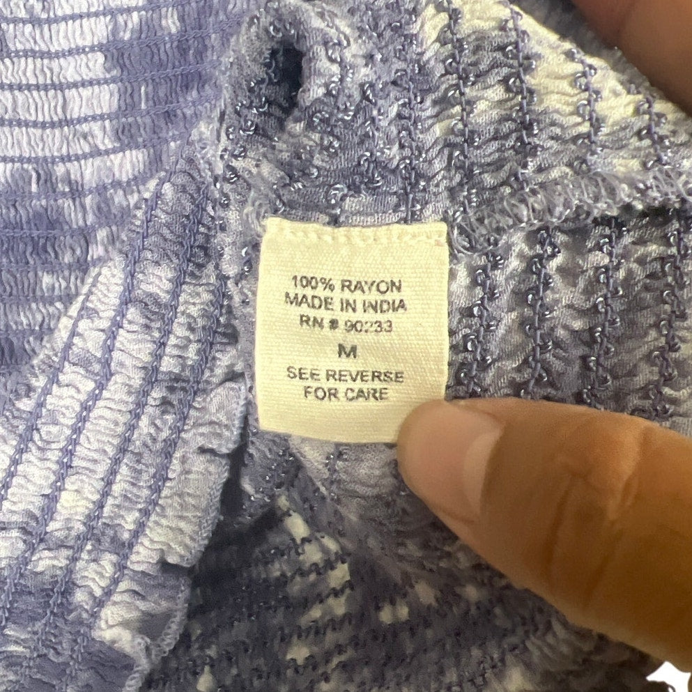 Kendall & Kylie Top Size Medium 100% Rayon Crop Top Smocked Shirt