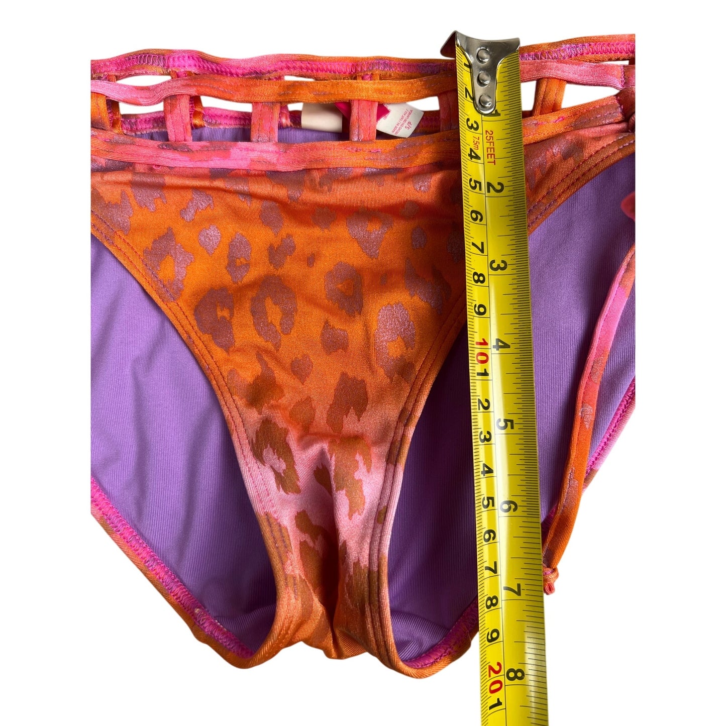 Victoria's Secret Orange Pink Animal Print Bikini Bottom Small S