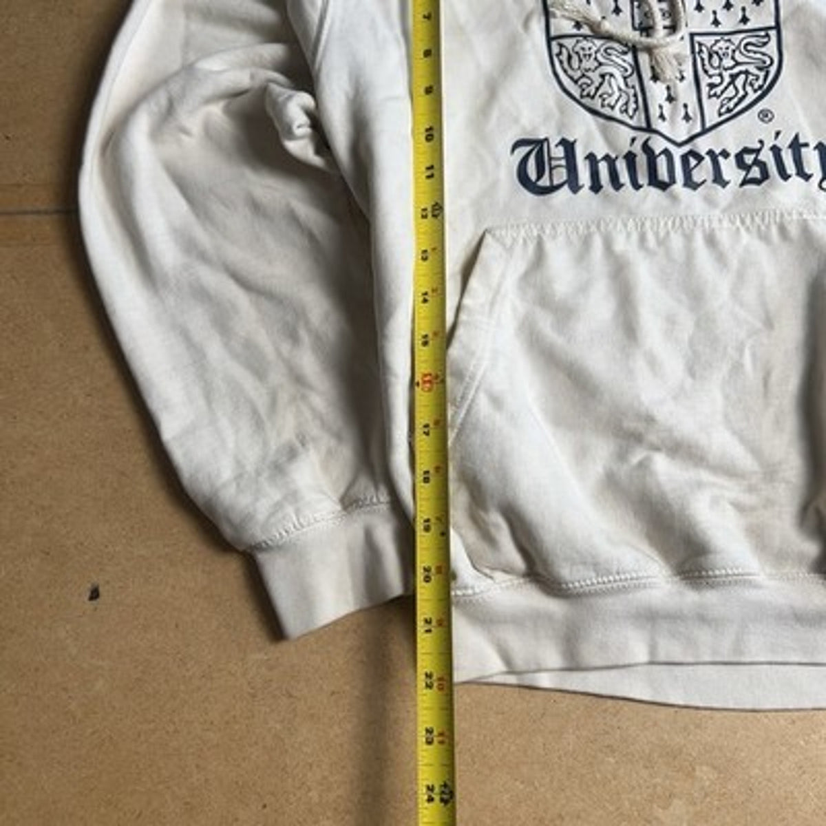 University Of Cambridge Sweater Mens S White Pullover Hooded Pockets Logo