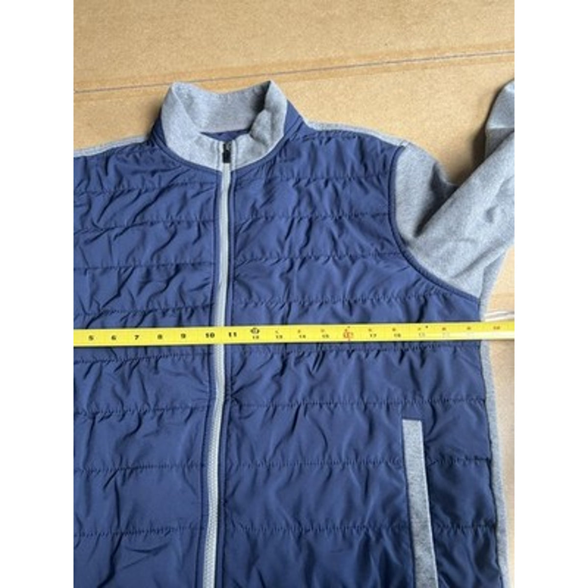 Johnnie-O Sweater Mens L Blue Full Zip Mock Neck Insulated Pockets Logo