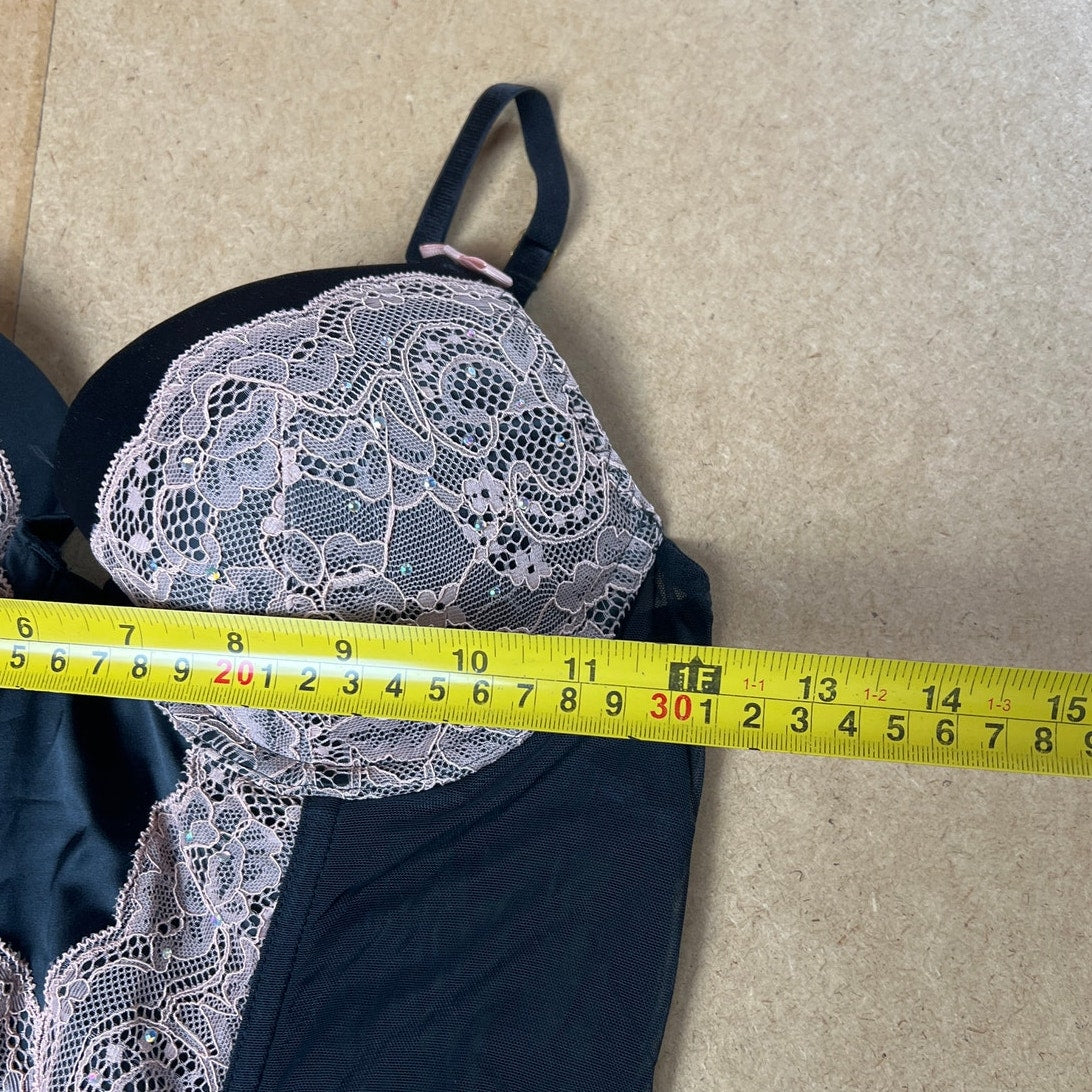 Adore Me Underwire Padded Push Up Boned Babydoll Garter Bra Size M