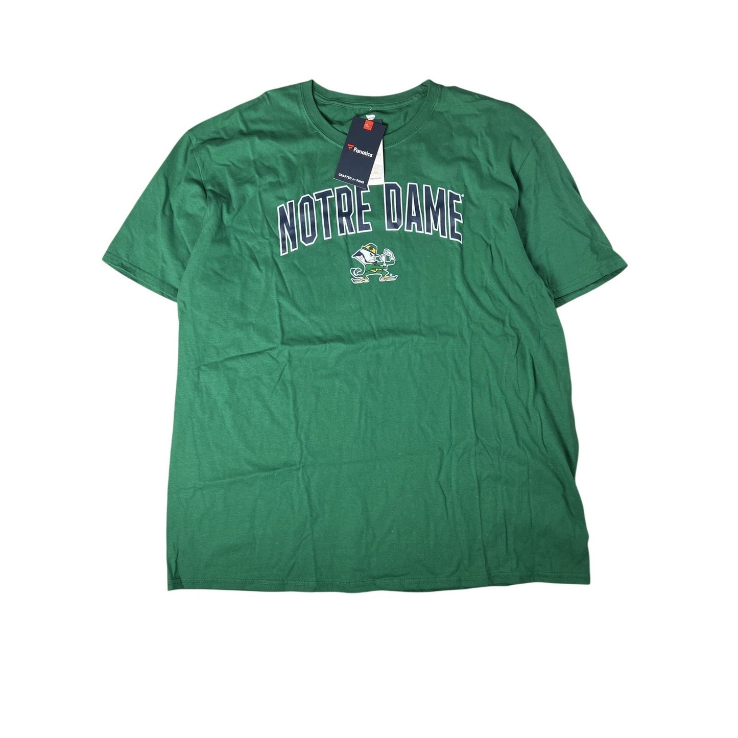 Fanatics Shirt Mens 2XL Green Notre Dame Graphic Crew Neck Tagless Cotton Jersey