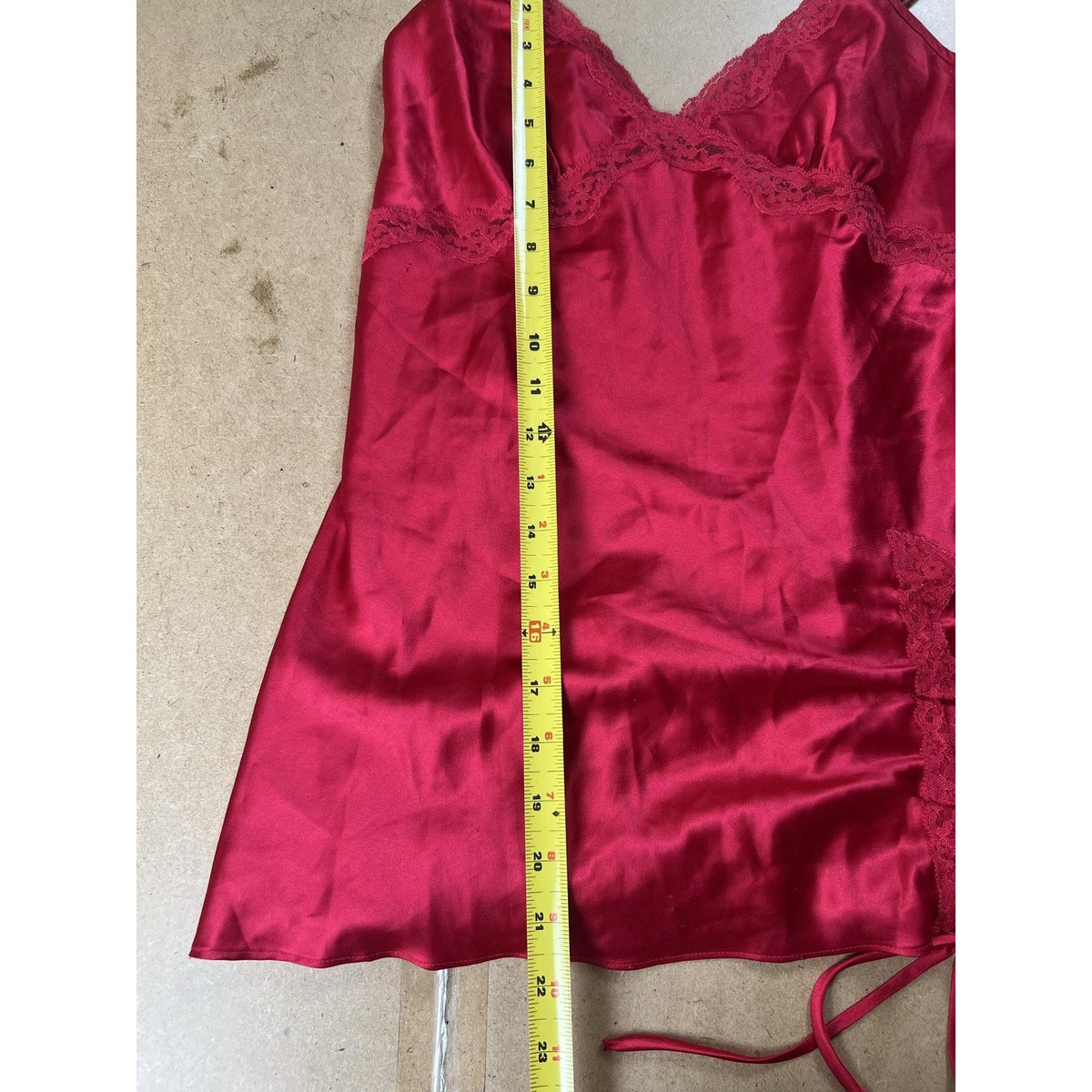 Victoria's Secret Chemise Womens S Red Satin Lace Trim Nightgown Lingerie