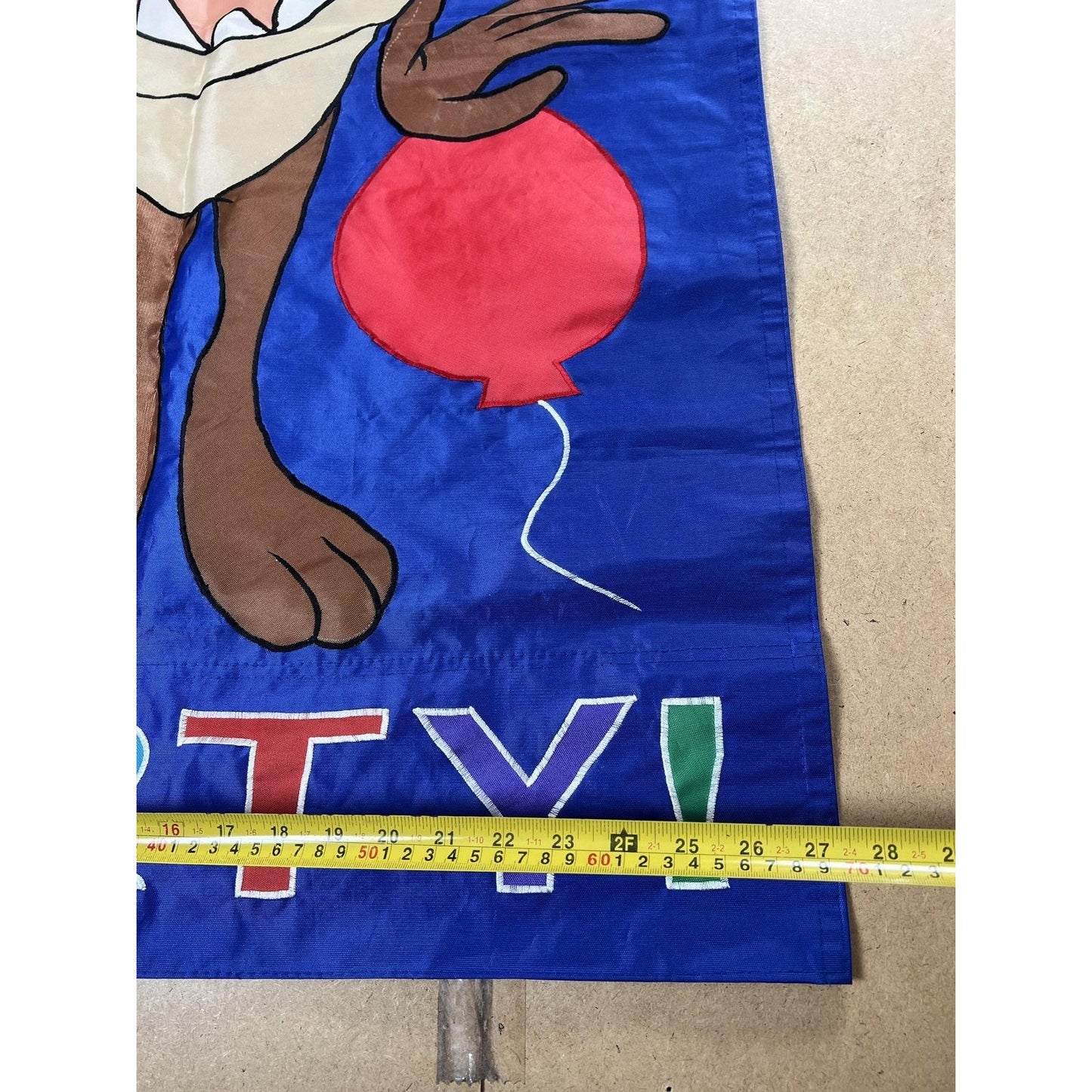 Vintage Looney Tunes Taz Party Flag Banner Blue Balloons 1996 Polyester China