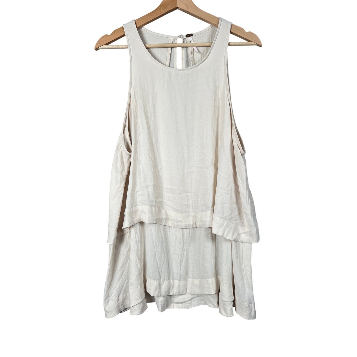 Free People Tunic Tank Top Size Large White Layers In Love Tiered Blouse Shirt
