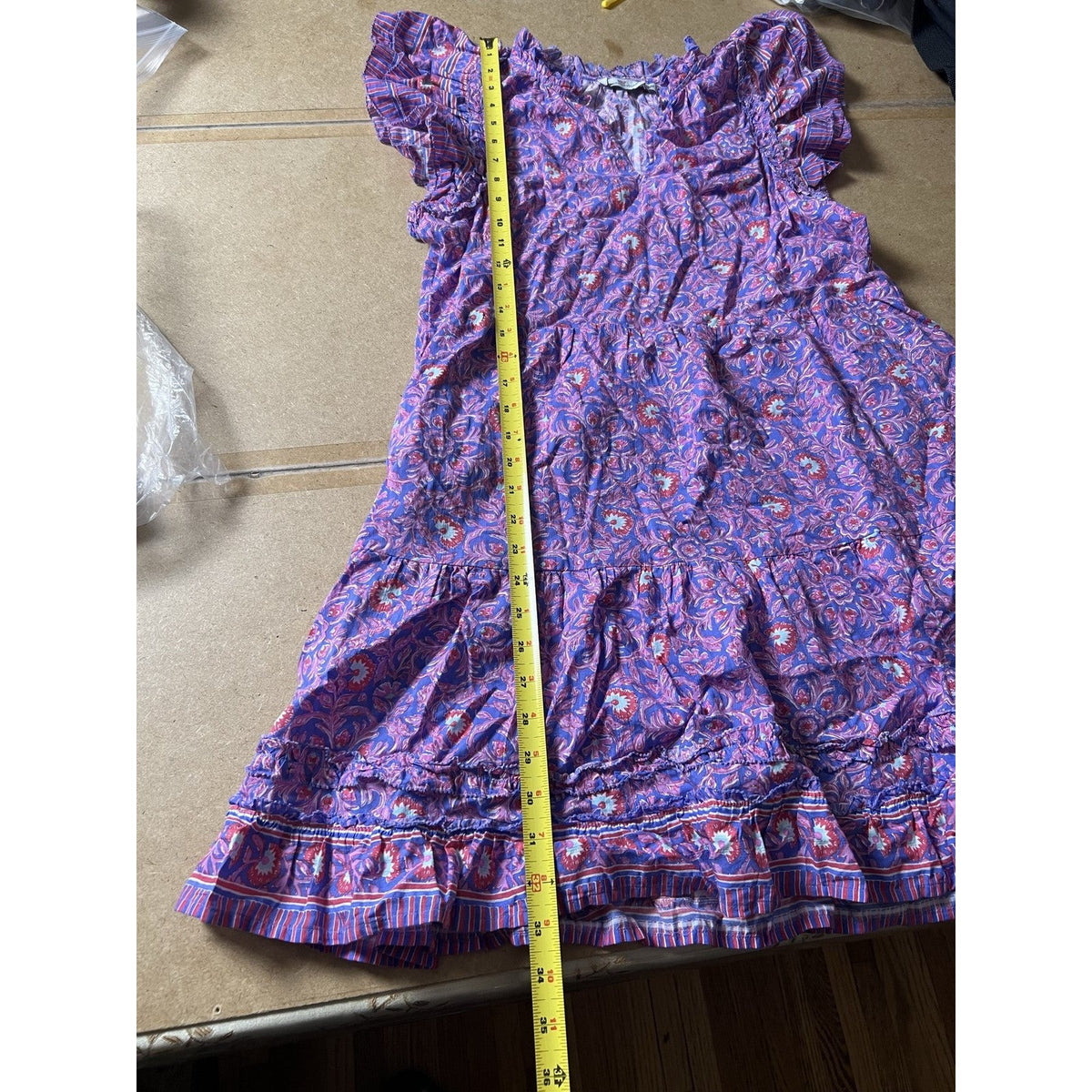 Vineyard Vines Dress Womens M Purple Paisley Smocked Ruffle Sundress Casual