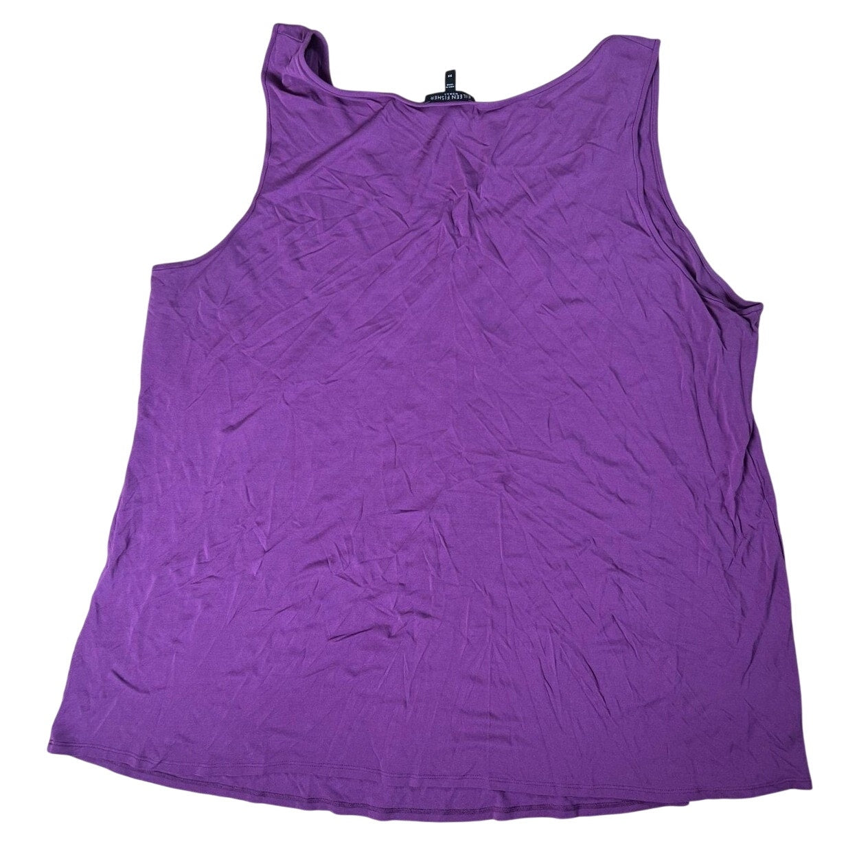 Eileen Fisher Tank Womens 3X Purple Jersey Scoop Neck Pleated Silk Relaxed