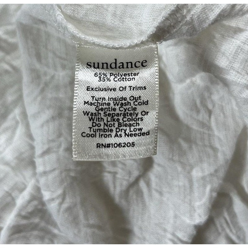 Sundance Tunic Womens XS White Crochet Cap Sleeve Round Neck Lightweight Boho