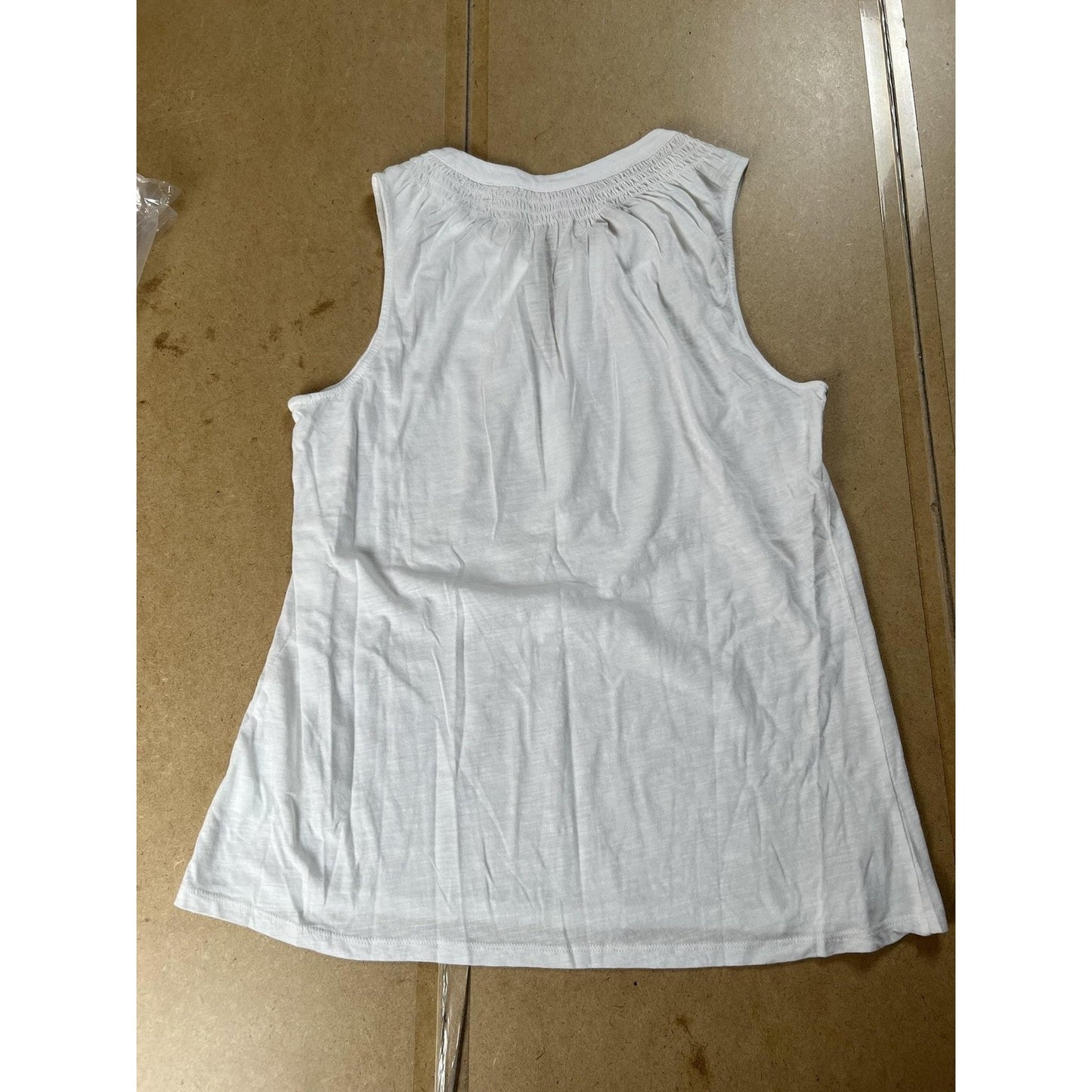 Lilly Pulitzer Tank Womens L White Henley Button 100% Cotton Jersey Lightweight