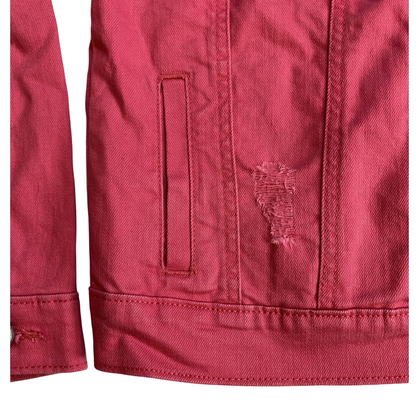 Old Navy Youth Pink Denim Distressed Jacket XL 14 - NWT