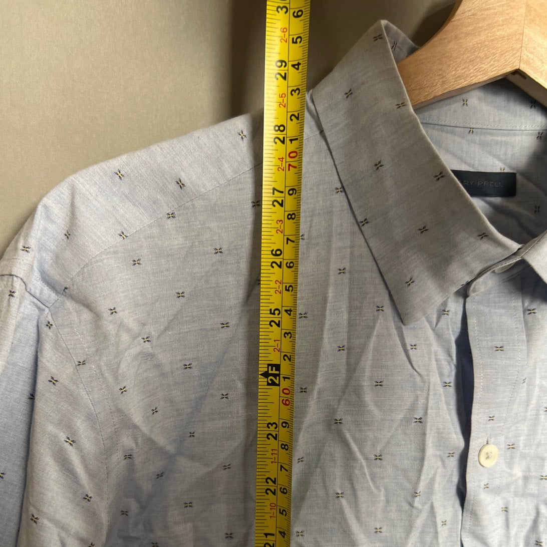 Zachary Prell Medium 100% Cotton Blue Goemetric Button Front Long Sleeve
