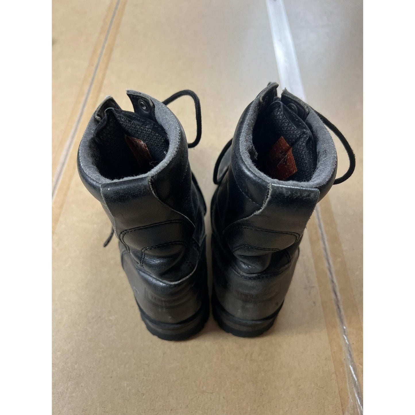Harley-Davidson Boots Mens Size 10 Black Leather Biker Lace Up Buckle Ankle