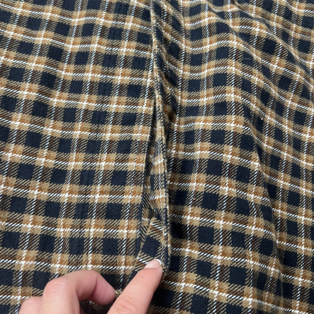 Stormy Kromer Men’s Flannel Shirt Brown/Black Plaid Button Front Size XL