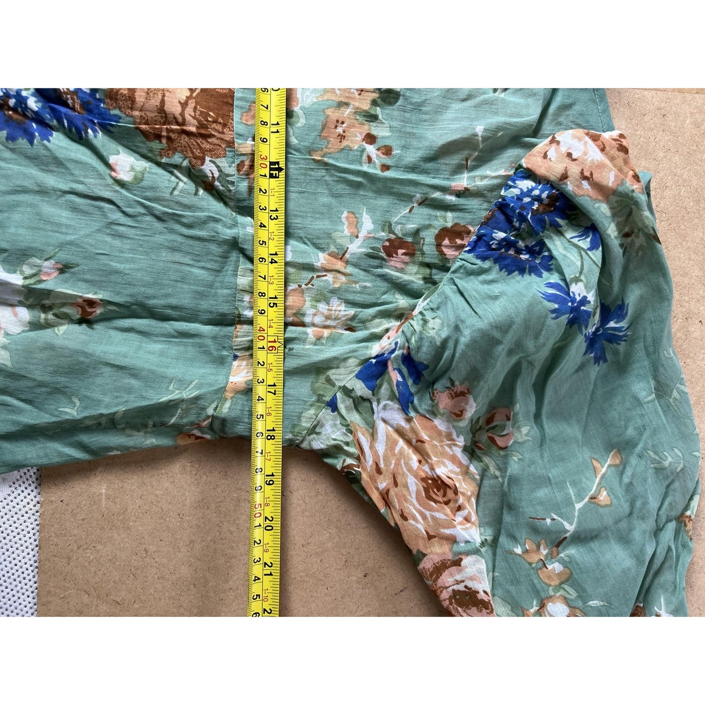 April Cornell Tunic Womens S Green Floral Rayon Scoop Neck Button Pockets