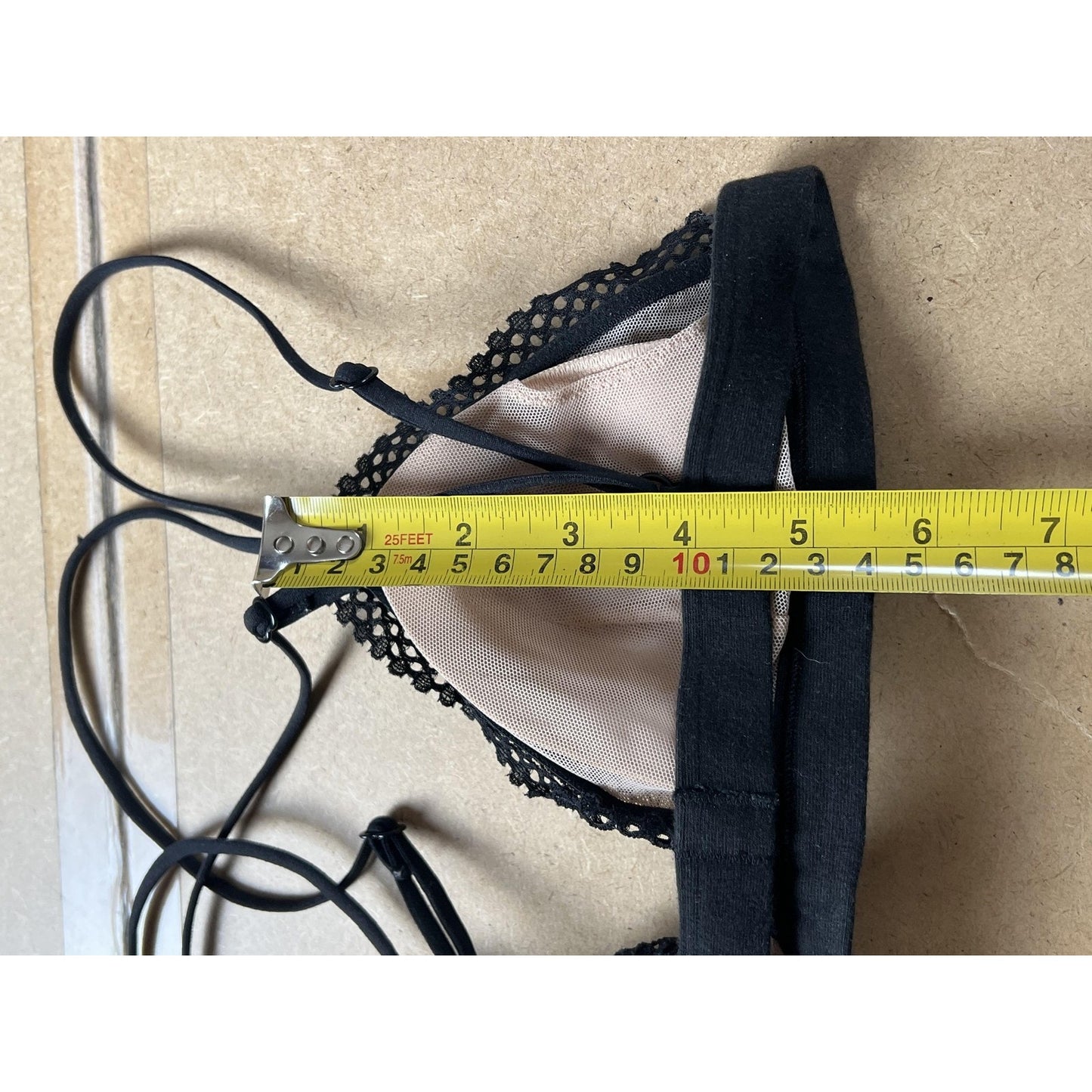 Victoria's Secret Bralette Womens Small Black Lace Triangle Wireless Sheer