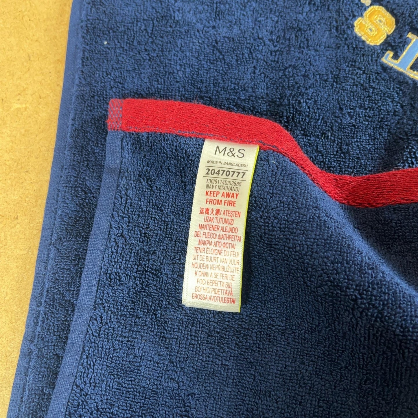 M&S Kids Hand Towel Blue 50x90 Cm 100% Cotton Vintage Bordered Harry Potter
