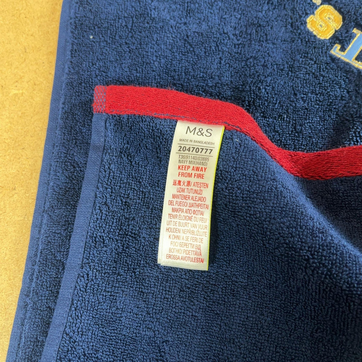 M&S Kids Hand Towel Blue 50x90 Cm 100% Cotton Vintage Bordered Harry Potter