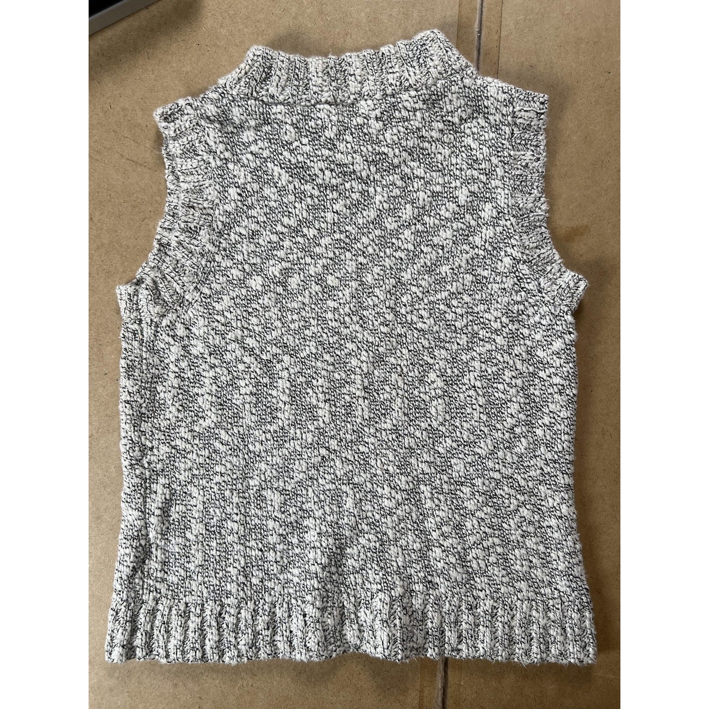 Tank NAADAM Womens M Gray Mock Neck Ruffle Knit Pullover Unlined Stretch
