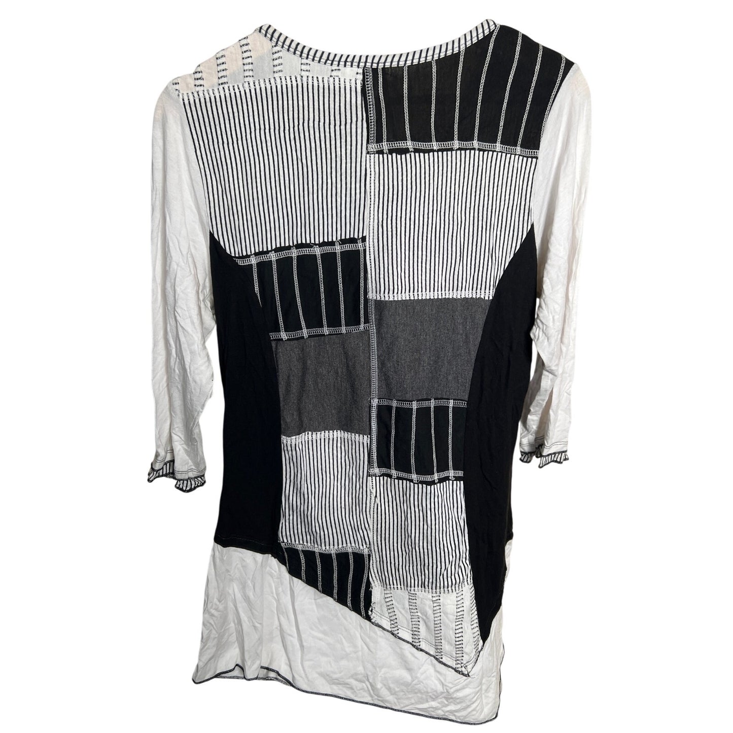 Parsley & Sage Medium Gypsy Boho Patchwork Asymmetrical Top