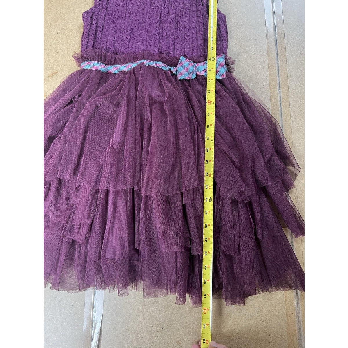 Matilda Jane Dress Girls 12 Purple Tutu Dress Midi Tulle Bow Belted Party