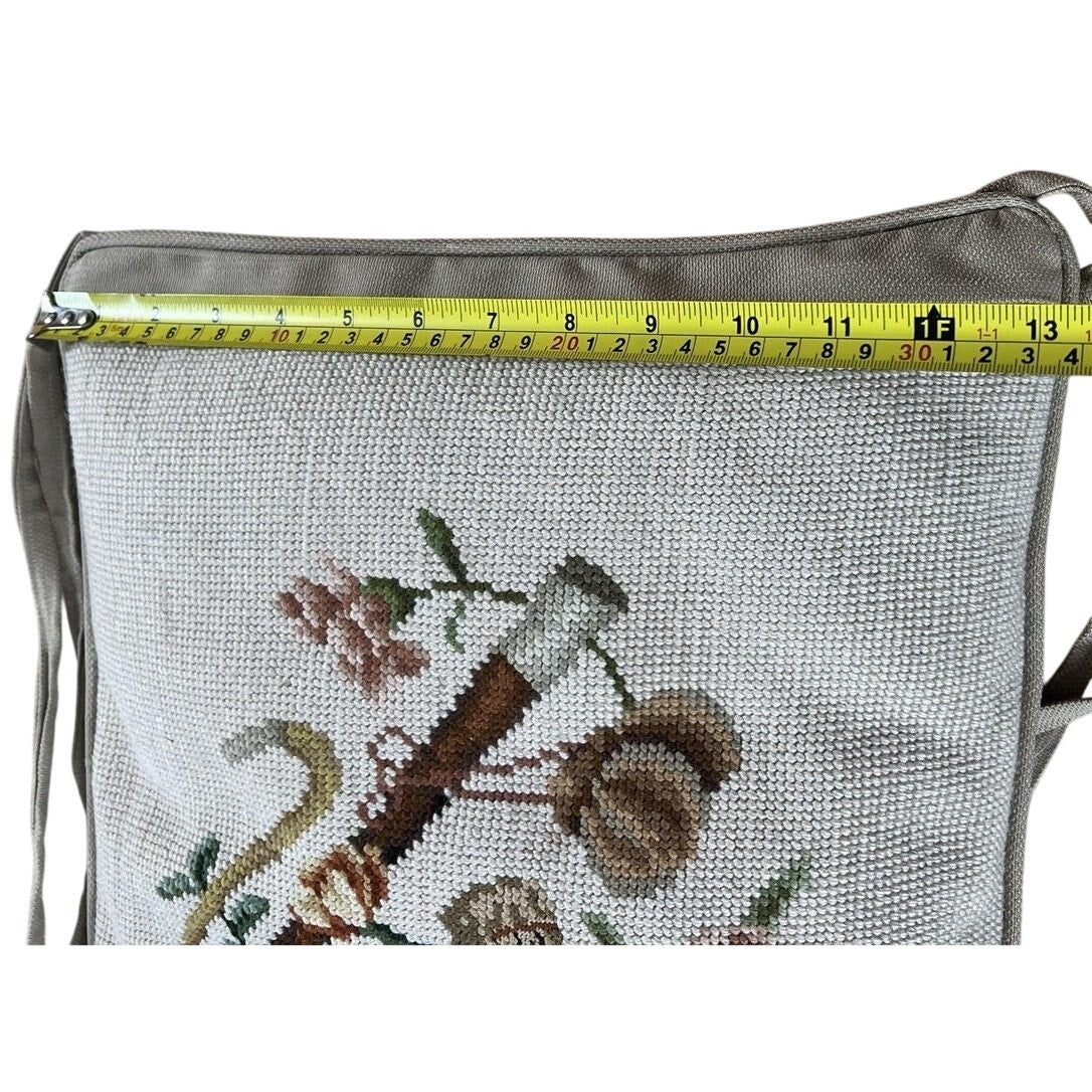 Handmade Bench Cushion Extra Large Beige Cotton Blend Floral Traditional Tie-On