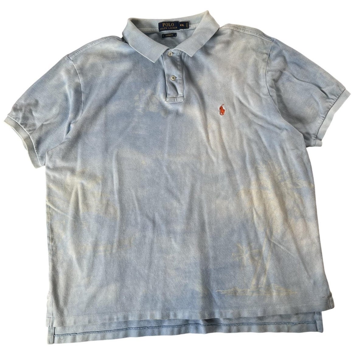 Polo Ralph Lauren Shirt Mens 2XL Light Blue Custom Fit Polo Logo Short Sleeve