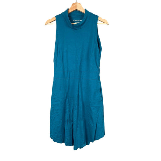 Toad & Co Stretchy Dress Women's M Blue Sleeveless Turtleneck With Pockets