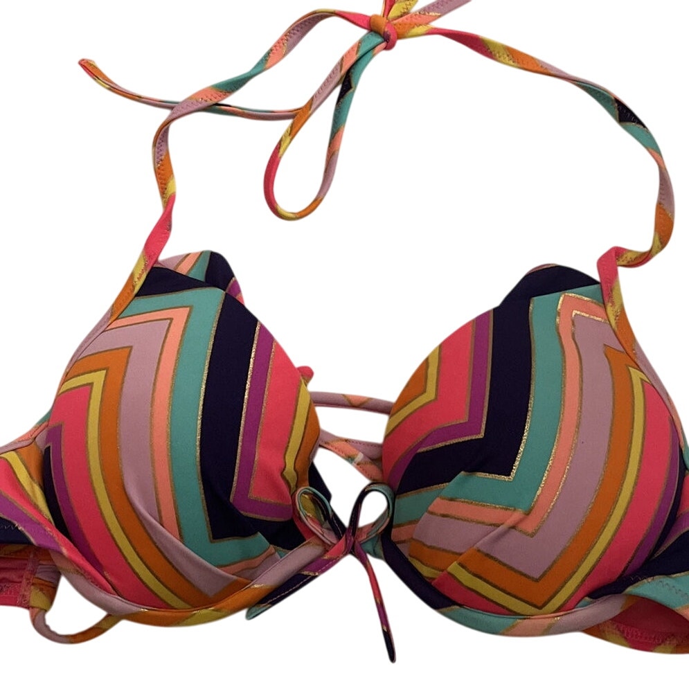Victoria's Victoria Secret Multicolor Tie Padded Bikini Top 32B - EUC
